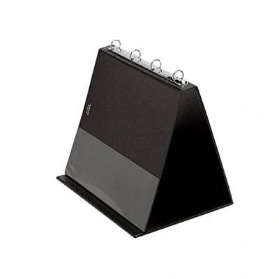 Image de VELOFLEX 4101080 Paperboard de table DIN A4 format paysage, avec pochettes transparentes, en PVC, présentoir Présentation, flipchart noir, carnet à anneaux déplier