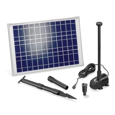 Image de Pompe Solaire de Bassin 20 W Module 1350 l/h Débit 1,9 m Tête Livraison Kit Complet pour Jardin