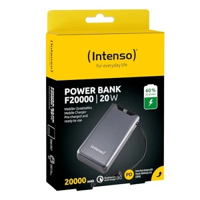 Image de Intenso Powerbank F20000, Batterie Externe avec PD (20 W) &amp; QC (18 W), Port USB C et A, 20 000 mAh, Gris : Amazon.de Electronique Photo