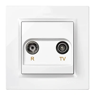 Image de Prise intermédiaire d&#039;antenne TV et radio Simon 10 Blanc Encastrable Intérieur