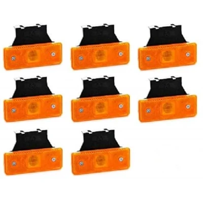Image de VNVIS Lot de 8 feux position à LED orange 24V 12V avec supports en caoutchouc pour châssis remorque camion