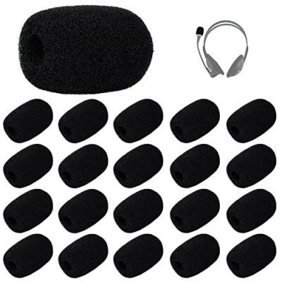 Image de LUTER 20pcs Mini Bonnette Micro Cravate Anti Vent, Housses de Microphone en Mousse pour Casque Protection Microphones Lavalier (Noir)