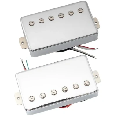 Image de Artec LPA210 Alnico 5 Couvert Set Micros Humbucker Manche Chevalet pour Guitare électrique style Les Paul, Chrome