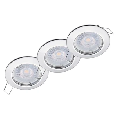 Image de oktaplex lighting Sedan Lot de 3 spots LED encastrables avec module 4,8 W 3000 K 230 V 380 lm Blanc chaud 110 Spot Chrome Diamètre des trous: 60 mm