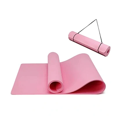 Image de Tapis de yoga antidérapant et respectueux l&#039;environnement En TPE Avec sangle transport Pour pilates, entraînement 183 x 61 0,6 cm (rose)