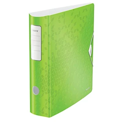 Image de Leitz Classeur à Levier A4 Active, Dos Arrondi 82mm, Fixation Élastique, Polyfoam Léger, WOW, Vert, 11060054