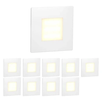 Image de ledscom.de 10 pièces Lumière d&#039;escalier LED/lampe murale encastrée FEX pour l&#039;intérieur et l&#039;extérieur, carrée, 85 x 85mm, blanc chaud