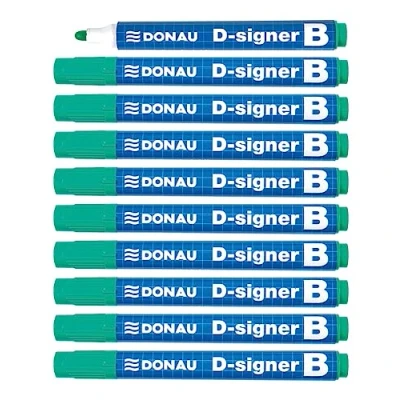 Image de DONAU D Signer B Lot de 10 marqueurs pour tableau blanc Vert Pointe ogive 2 4 mm Résistant au séchage jusqu&#039;à 72 heures sans capuchon Encre non toxique
