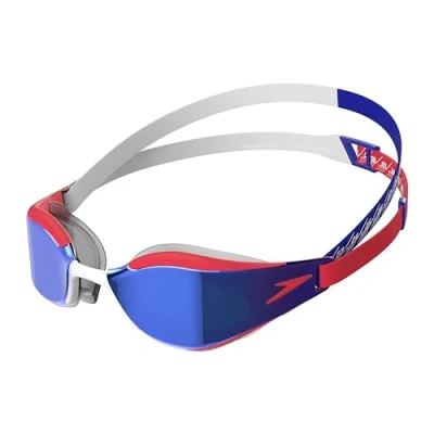 Image de Speedo Lunettes de Natation Fastskin Hyper Elite, Compétition, Hydrodynamiques pour Mixte Adulte, Blanc/Bleu Cobalt Profond/Pastèque, Taille unique