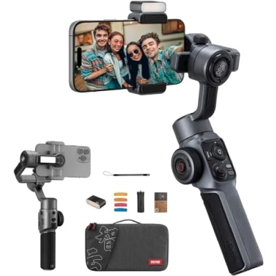Image de ZHIYUN Smooth 5S Combo [Official] stabilisateur de cardan iPhone 3 Axes avec lumières magnétiques, pour Smartphone trépied, téléphone Portable FilmIC Pro, Vlog,