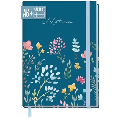 Image de paper&amp;you® Carnet de notes quadrillé A6+ avec élastique [Happy Flower] 156 pages, 78 feuilles Cahier notes, bullet journal, journal intime Durable et respectueux du climat