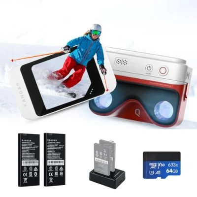 Image de KanDao Caméra 3D instantanée stéréoscopique à 180 degrés vidéo pour appareil VR avec écran tactile de 2,54 pouces QooCam EGO Blanc Kit voyage