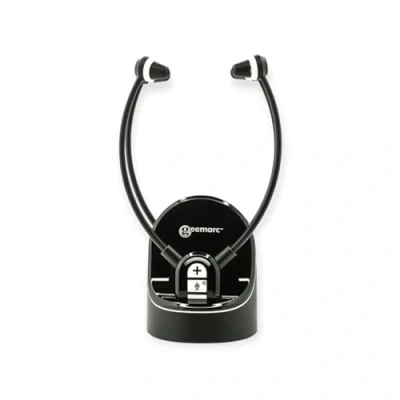 Image de Geemarc CL7370 Duo Casques de Télévision Stéthoscopiques Amplifiés Peuvent Être Utilisés comme Amplificateur d’Écoute Qui Amplifie Les Sons Ambiants Perte Auditive Faible ou Sévère Version FR