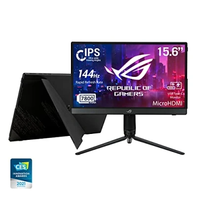 Image de ASUS ROG XG16AHP Ecran PC gaming portable 15,6&quot; FHD Dalle IPS 16:9 144Hz 3ms 1920x1080 300cd/m² 2x USB C et 1x Micro HDMI Batterie Haut parleurs Compatible G Sync Tripod