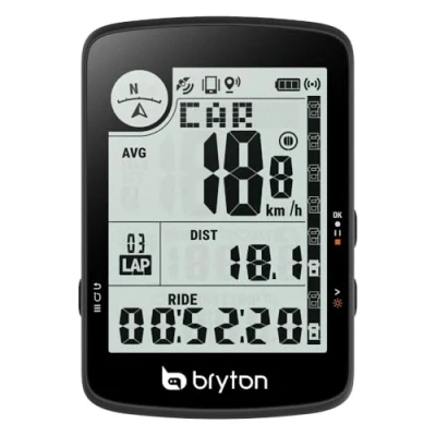 Image de Bryton Rider 17 Ordinateur de vélo GPS sans fil avec écran LCD 3&quot; Compatible radar vélo, autonomie 25 heures, Bluetooth, étanche, piste en direct