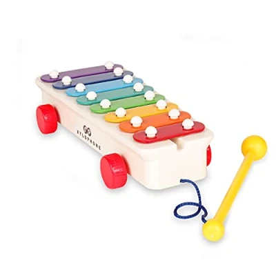 Image de Xylophone Pull a Tune, Fisher Price Classics, Basic Fun, 1702, apprendre à marcher avec des fonctions interactives, jouet musical pour bébé, convient aux garçons et filles partir de 18 mois