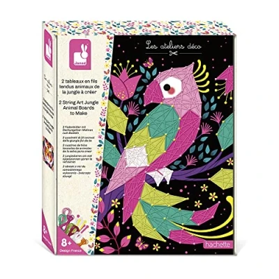 Image de Janod Coffret Fils Tendus Animaux de la Jungle Les Ateliers Déco Kit Loisirs Créatif Enfant 2 Tableaux à Réaliser Motricité Fine et Concentration Dès 8 Ans, J07970