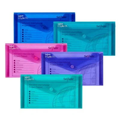 Image de Snopake 10035 Polyfile DL Popper Wallet File with Press Stud Assorted Electra (Pack of 5)