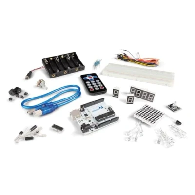 Image de Whadda Kit de démarrage Arduino® complet pour débutants, apprenez les bases l&#039;électronique avec breadboard, LEDs, résistances, buzzers, capteurs infrarouges et plus, idéal projets DIY à