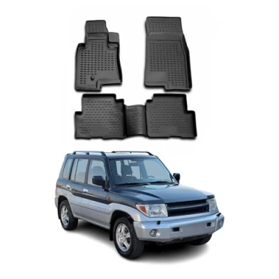 Image de Tapis de Sol Compatible avec Mitsubishi Pajero Montero 1999 2006 Caoutchouc TPE 3D Noir 4X