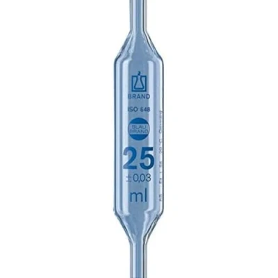 Image de Pipette jaugée BLAUBRAND cl.AS, marquage DE M, 2,5 ml, 1 trait, verre, grad. bleue, DIN EN ISO 648, AR GLAS