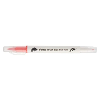Image de Pentel SESW30C T135E Brush Sign Pen Twin Feutre à deux pointes flexibles Encre base d&#039;eau Corail