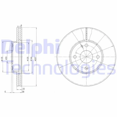 Image de DELPHI BG2804 Disque de frein 257 22 4 ventilé huilé non traité sans roulement roue, bague ABS MAZDA: FAMILIA 4, MX 3, 5