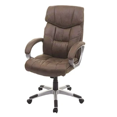 Image de Mendler Chaise de Bureau HWC A71, pivotante, Tissu Imitation Daim, Brun