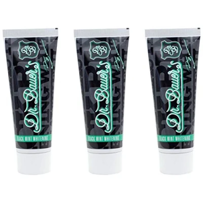 Image de Dr. Bauer Dentifrice noir blanchissant à la menthe noire 75ml au charbon actif l&#039;huile de coco sans fluorure papaïne l&#039;hydroxyapatite 3er advantage pack (3x 75ml)