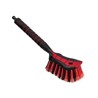 Image de ToM PaR Brosse de Lavage I à Eau avec raccord d&#039;eau Ouverture Rapide du Robinet Poils serrés Poignée Confortable Voiture Jardin Longueur: 44 cm Rouge