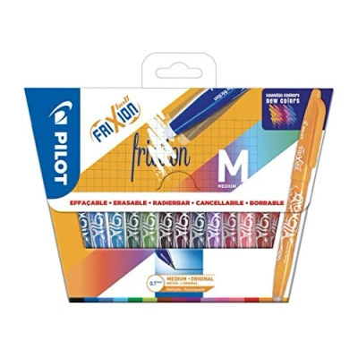 Image de PILOT 15 Frixion Ball en Pochette Encre Gel Effaçable Stylo Roller Rechargeable et Ergonomique Couleurs Assorties Pointe moyenne