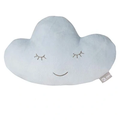 Image de roba Coussin Décoratif pour Chambre d&#039;Enfant en Forme de Nuage Style 32 x 19 cm Oreiller Bébé Peluche Visage Souriant Brodé Bleu Clair