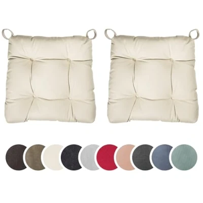 Image de sleepling 196505 Lot de 2 Coussins Chaise Coussin siège pour intérieur et extérieur 100% Coton Made in EU Tailles: 40 (Devant) 35 (derrière) x 38 7 cm, Noir