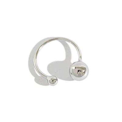 Image de Bague ouverte à double boule en argent sterling S925 Minimaliste Réglable de fiançailles Pour femme et fille Plaqué or blanc Cadeau d&#039;anniversaire Noël hommes femmes.