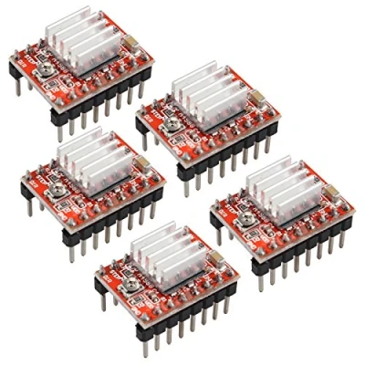 Image de HALJIA 5 pcs A4988 Stepstick Stepper Motor Driver module + Dissipateur de chaleur Compatible avec imprimante 3d RepRap