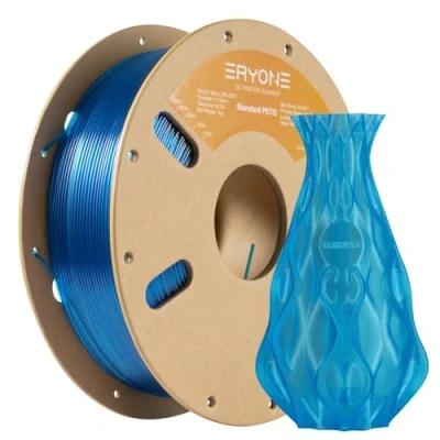 Image de ERYONE PETG Filament 1.75mm, Imprimante 3D 1KG,+/ 0.03mm, Bleu transparent