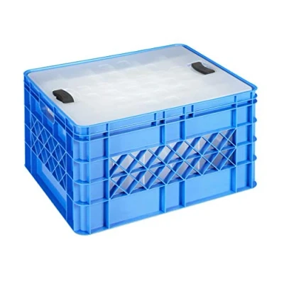 Image de Sunware Boîte à verres carrée avec couvercle pour 60 bière ou limonade Bleu 52 l