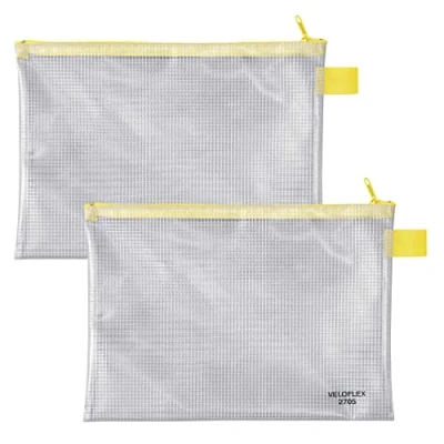 Image de VELOFLEX A270500 pochette à fermeture éclair DIN A5, 2 pièces, 250 x 180 mm, pour documents en PVC renforcé de tissu