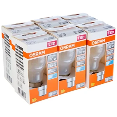 Image de OSRAM LED Star ampoule à filament dépoli, culot B22d, blanc froid (4000K), forme d&#039;ampoule, jeu de remplacement pour ampoules classiques 40W, 6 pack