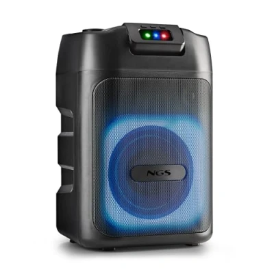 Image de NGS Wild Club Enceinte Portable Bluetooth, Puissance 80W, TWS, lumières Laser, Double entrée Microphone, Port USB/AUX/TF, Batterie Rechargeable 5400mAh, Fonction karaoké, Son Haute qualité, LED RGB