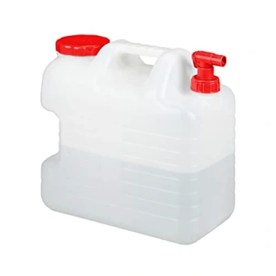 Image de Relaxdays 10030916_674 Jerricane d’Eau avec Robinet, Couvercle à Visser, Bidon Eau de Camping, 20 L, sans BPA, Blanc/Rouge