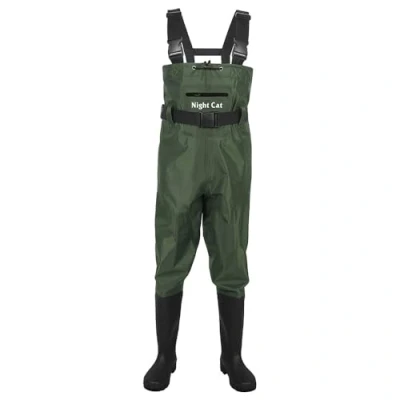 Image de Night Cat pêche Waders Cuissardes pour Hommes Femmes Chasse Poitrine avec Bottes imperméable Respirant Crosswater pêche, Vert, Taille 43
