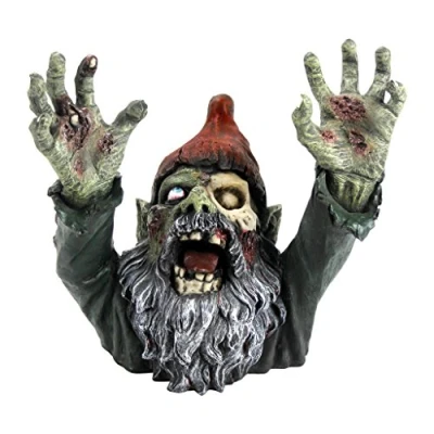 Image de Design Toscano Gnome Zombie Statue de Cimetière Jardin à Décor Gothique, 28 cm, polyrésine, palette complète couleur