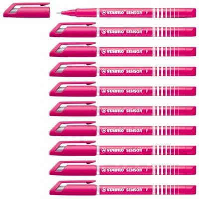 Image de Stylo feutre pointe fine STABILO SENSOR Lot de 10 stylos feutres 0,3 mm Rose