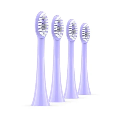 Image de Ordo têtes de brosse à dents électrique sonique rechange, technologie Sonic Pulse pour le nettoyage des dents, élimination la plaque dentaire, polissage en silicone, 4 violet