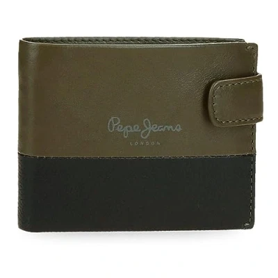 Image de Pepe Jeans Double Portefeuilles et Porte Monnaie en Cuir de Vachette, Noir, Kaki, Marine, différentes Tailles, Talla única, Portefeuille Click