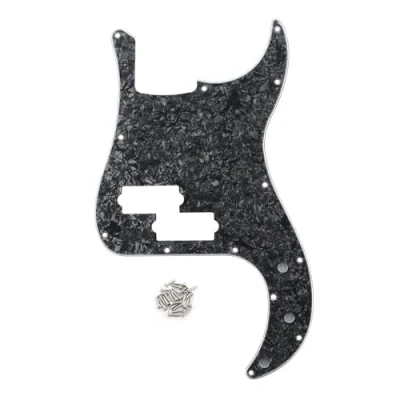 Image de FLEOR Pickguard pour basse de précision standard style moderne 13 trous sans encoche tige réglage modèle P à 4 cordes, perle noir