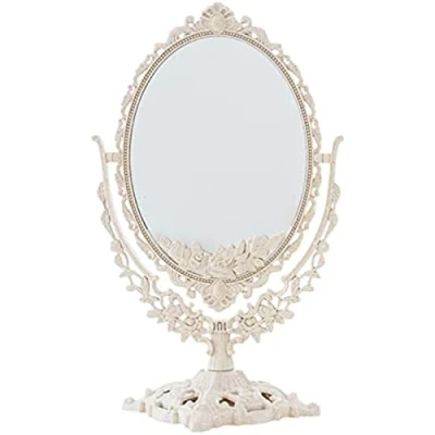 Image de BERNOI Miroir de Maquillage Bureau/Miroir vanité Table Ovale pivotant à Deux côtés Style européen Vintage/Miroir cosmétique réglable Debout