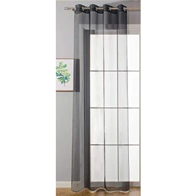 Image de Gardinenbox Rideau à œillets « Uni » Transparent H x l 145 140 cm Noir