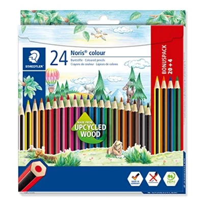 Image de STAEDTLER Noris colour 185 Etui carton 24 crayons de couleur assortis en bois upcyclé 20 + 4 offerts C24P